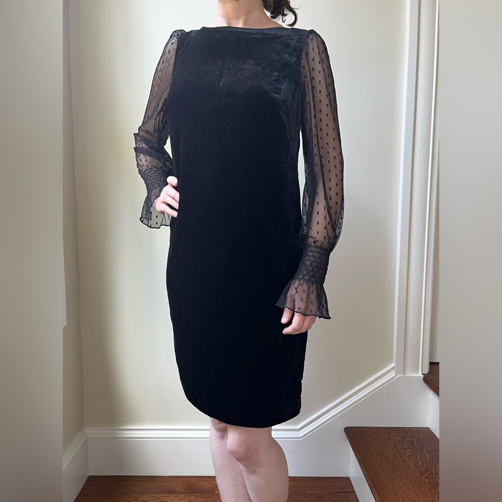 NWT TALBOTS Tulle Dot Velvet Holiday Whimsigoth Witchy Fairy‎ Grunge Dress 2